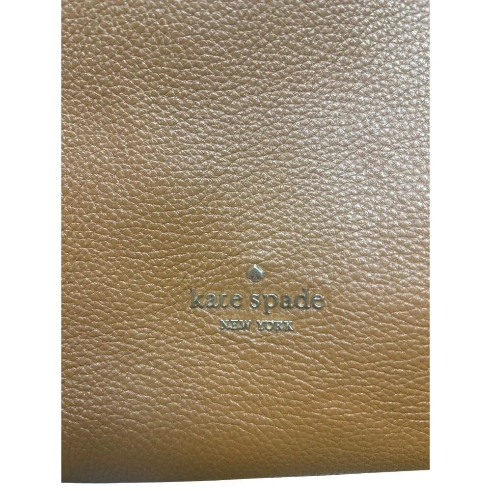 Kate Spade New York Leila Brown Leather Shoulder Bag With Gold Accents